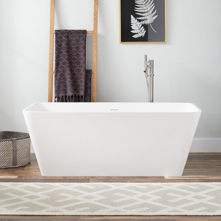 Signature Hardware 59" Kelem Solid Surface Freestanding Soaking Bathtub